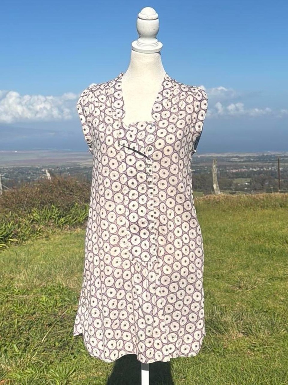Hoss Introri purple batik Print Short sleeve Tunic Dress Boho Indie XSmall / 36